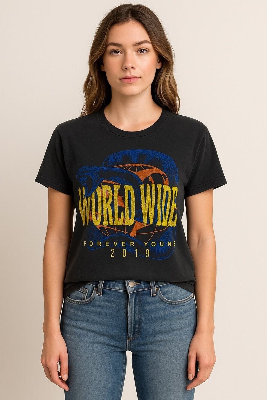 Prince Peter “World Wide Forever Young” Snake Graphic Tee 2019 Black Gray Cotton